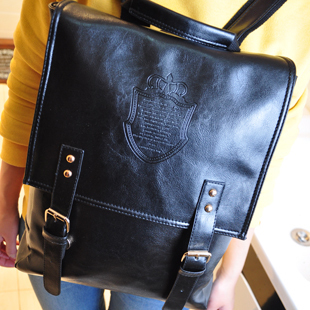  包邮新款潮韩拼接pu皮女式双肩包拼色学院风学生书包双肩背包