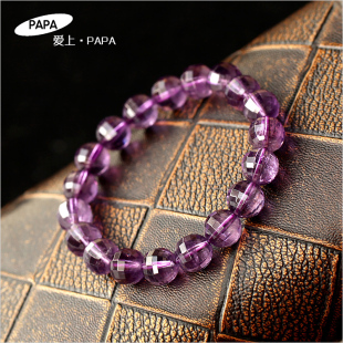  PAPA出品 限量款 玻璃体 乌拉圭紫水晶手链 稀有刻面 宝石级成色