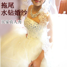 2013 the latest ultra-luxury trailing wedding Crystal straps Bra Korean Princess wedding dress