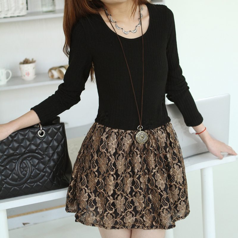 韩版蕾丝拼接裙连衣裙...