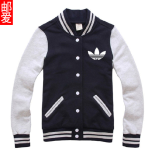  新品五折新款春装修身韩版三叶草外套男棒球衫开衫卫衣棒球服