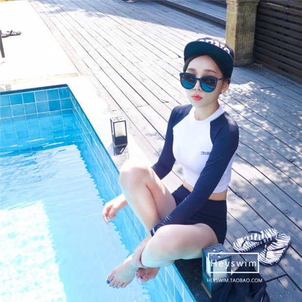 heyswim定制韩国长袖水母服 气质赫本风高腰防晒防磨泳衣女在类目 运动/瑜伽/健身/球迷用品, 游泳, 分体泳衣中 - 来自Buy2taobao.com提供专业的淘宝代购服务