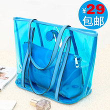 Korean version of the new 2013 handbag tide transparent bag the Forest Department jelly candy color women's bag portable diagonal shoulder bag