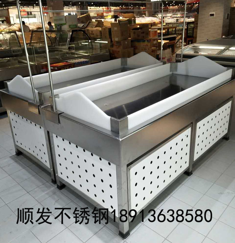 超市用不锈钢冰鲜台水产海鲜展示柜商用冰鲜台展示台超市生鲜货架|ruв категории коммерческий/офисная мебель, полки/витрина, овощи стойка - от Buy2taobao.com для оказания профессиональной услуги покупки агента Taobao