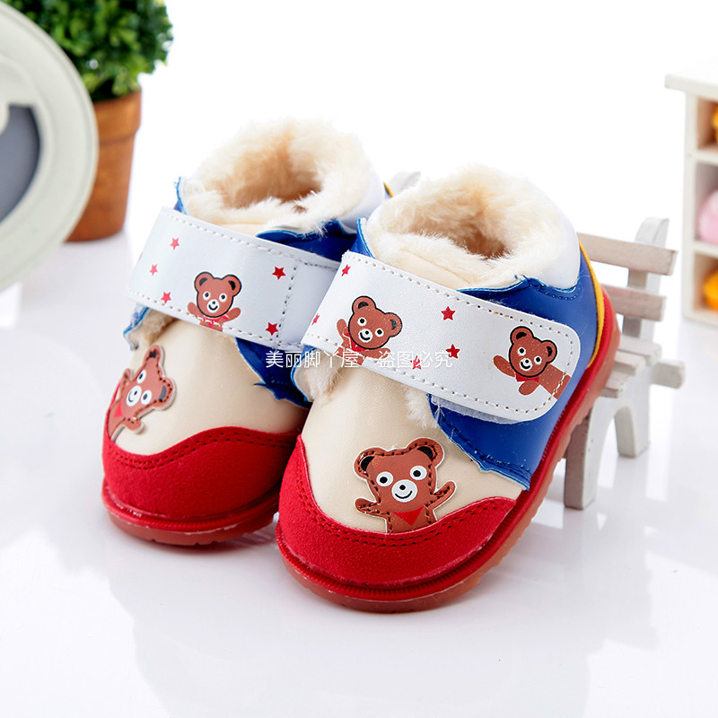 0-1岁女宝宝棉鞋 可爱蝴蝶结加厚保暖短靴软底