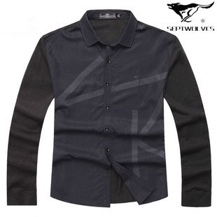  七匹狼衬衫春季新品 男装正品衬衣 男士时尚上装 涤纶棉