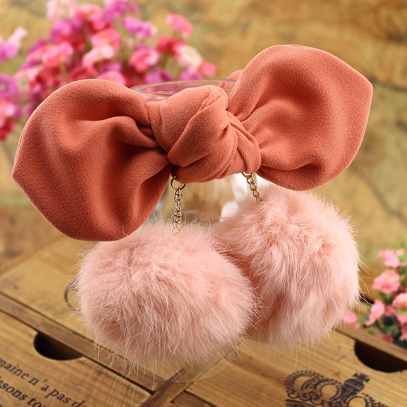 兔毛毛球大樱桃头饰...