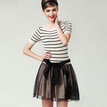2013新款欧美精品条纹短袖连衣裙甜美印花百褶裙瑞丽腰带修身系带