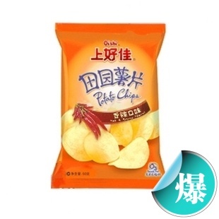  田园薯片-香辣口味50克上好佳膨化休闲食品现货一包起卖