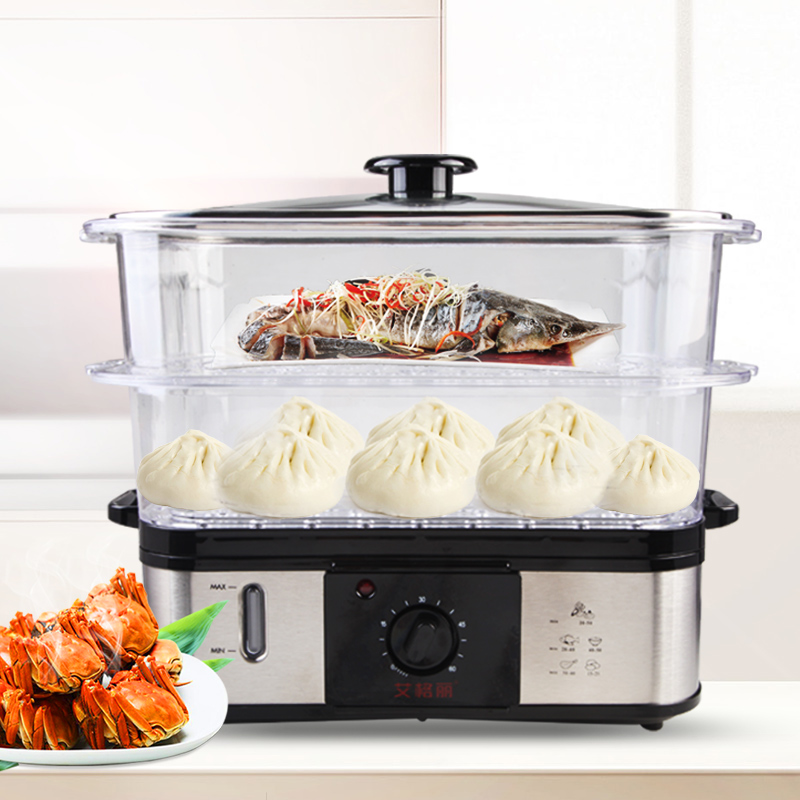 rectangle double-deck multi-function steamer household Dry Super large capacity transparent Timing Mechanics Steamed fish Steamerin the Kitchen Appliances , Electric cooker pot class , Steamer category - from Buy2taobao.com to provide professional Taobao agent buy service