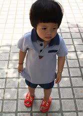 Футболка детская 2013夏季新款童装 男童韩版纯棉休闲水洗牛仔翻领polo短袖t恤 Lulu kids