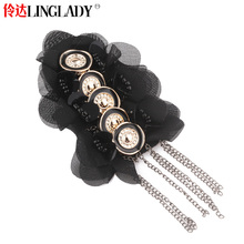 Ling of jewelry handmade black lace fabric brooch badge badges British Institute of wind jewelry