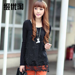  缀优淘打底衫长袖蕾丝衫新品质女网纱小衫韩版潮春装新款品牌