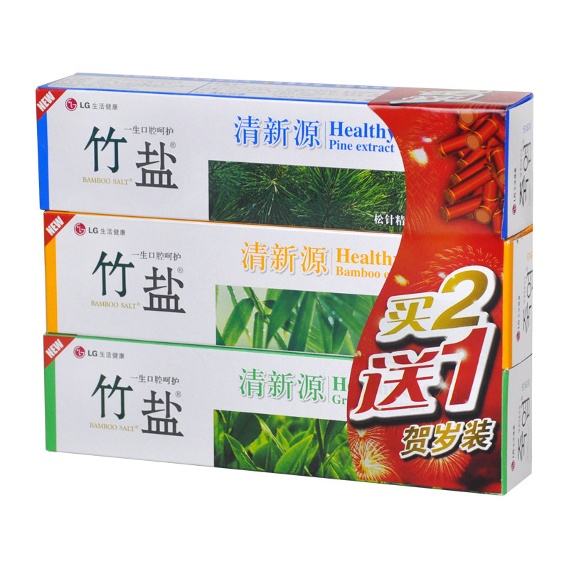 【天猫超市】LG竹盐 牙膏清新源110g买二送一优惠装 包装更替中