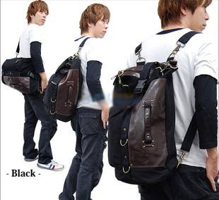  手提单肩斜跨旅行包 多功能帆布包男双肩包运动包 圆桶包旅游背包