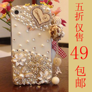 苹果iphone4 4S手机壳iphone5手机壳保护壳套水钻爱心