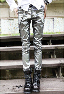 2013 spring new ultra tide male bright pants, mounted the stage costume tights alternative tidal pants