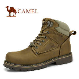  camel 骆驼 牛皮户外休闲男鞋  马丁靴 登山靴 高帮鞋 工装大头鞋