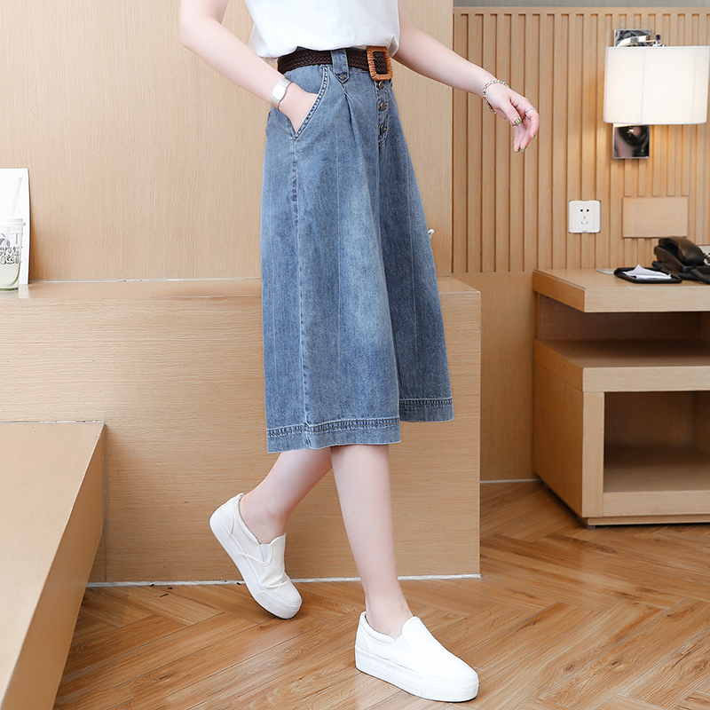 轻薄牛仔阔腿裤女夏韩版2019新品套装五分裤宽松休闲时尚七分马裤在类目 女装/女士精品, 牛仔裤中 - 来自Buy2taobao.com提供专业的淘宝代购服务