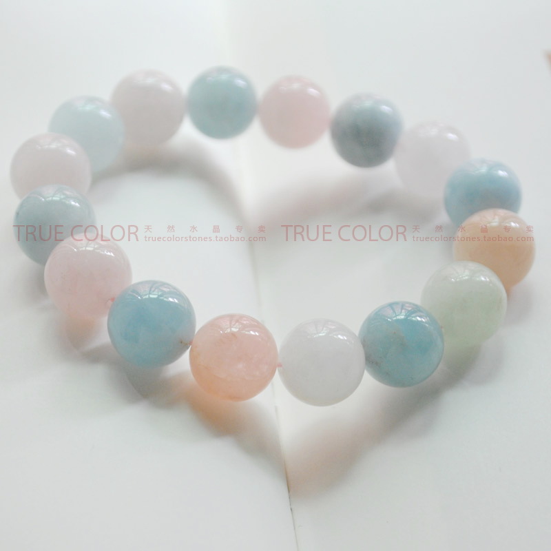 正品!天然水晶 五彩粉嫩摩根石手链6mm-12mm 海蓝宝手串 饰品女 正品!天然水晶 五彩粉嫩摩根石手链6mm-12mm 海蓝宝手串 饰品女