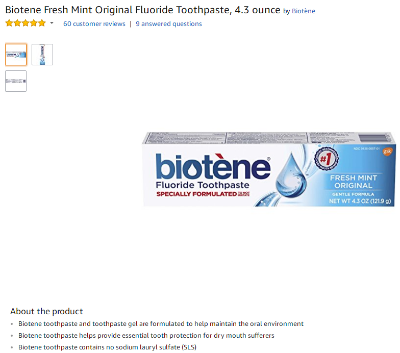 goods in stock U.S.A BIOTENE - BTN toothpaste 4.5oz.in the Care cleaners/Sanitary napkins/Paper/Aromatherapy , Shampoo bath/Personal cleanliness , Oral Care , Toothpaste category - from Buy2taobao.com to provide professional Taobao agent buy service