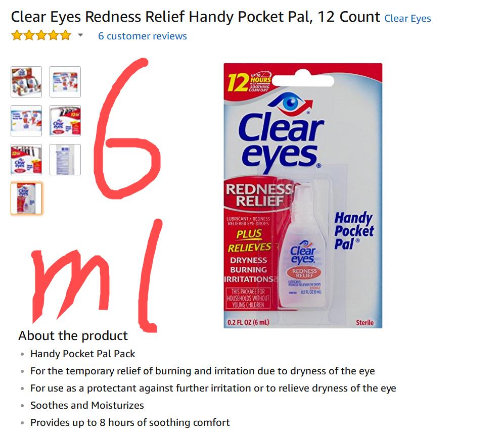 U.S.A Clear Eyes Modest comfort Eye 6ml Easy to carryin the ZIPPO/Swiss Army Knife/Glasses , Drops,Eye Care Products category - from Buy2taobao.com to provide professional Taobao agent buy service