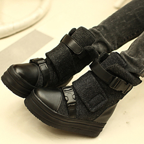 厚底短靴高帮鞋潮松糕鞋...