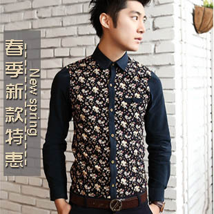 男士衬衣花色灯芯绒...
