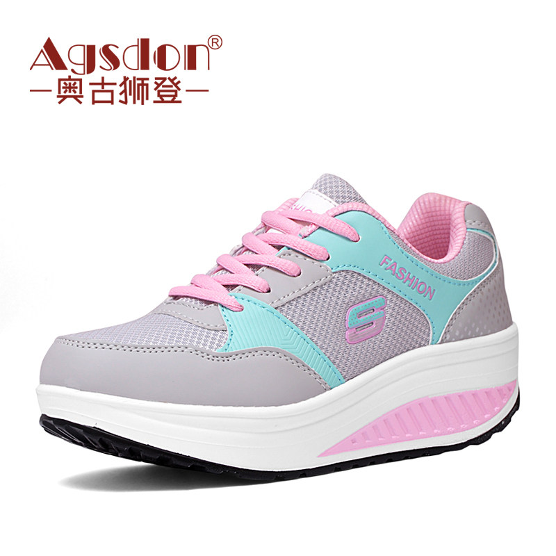 奥古狮登秋冬摇摇鞋瘦身运动鞋休闲厚底增高鞋松糕鞋女鞋坡跟单鞋