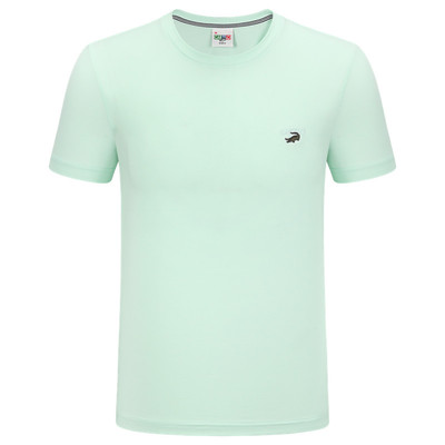 19新款卡帝乐鳄鱼丝光棉夏季冰丝圆领短袖t恤男装百搭男士V领体恤