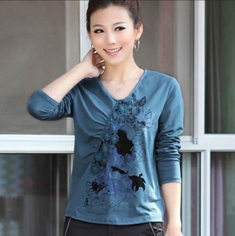 包邮原创设计<em>女装</em>品牌创意t恤微胖女<em>秋衣</em>修身