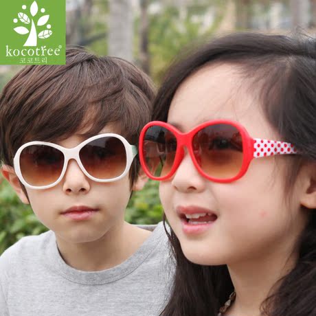 韩国kk树女童点点儿童太阳镜3-8岁高品质防紫