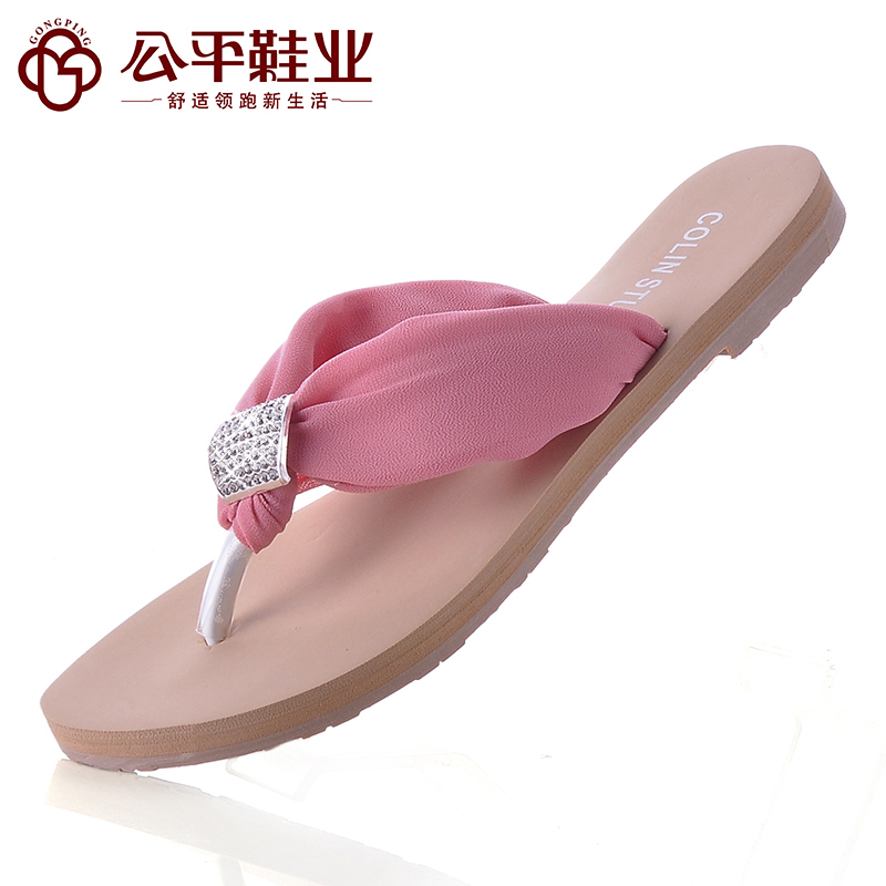 夏季镶钻波西米亚人字拖...