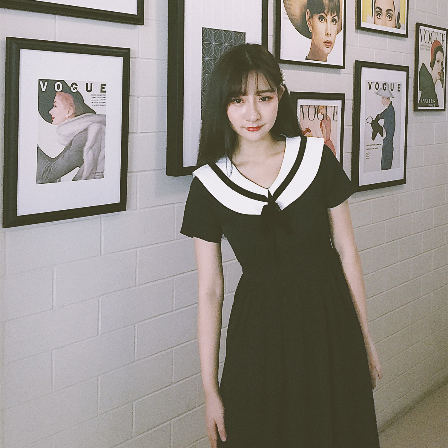 North Island home French Retro Hepburn Little black dress Yamamoto Bellflower fairy Little college Navy collar Dressin the Women's clothing/Boutique , Dress category - from Buy2taobao.com to provide professional Taobao agent buy service