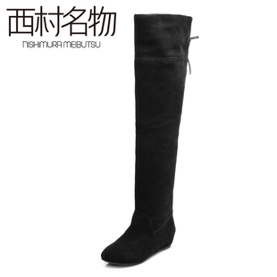  西村名物冬季真皮女鞋内增高筒靴女靴过膝长靴长筒靴子X224Q38008