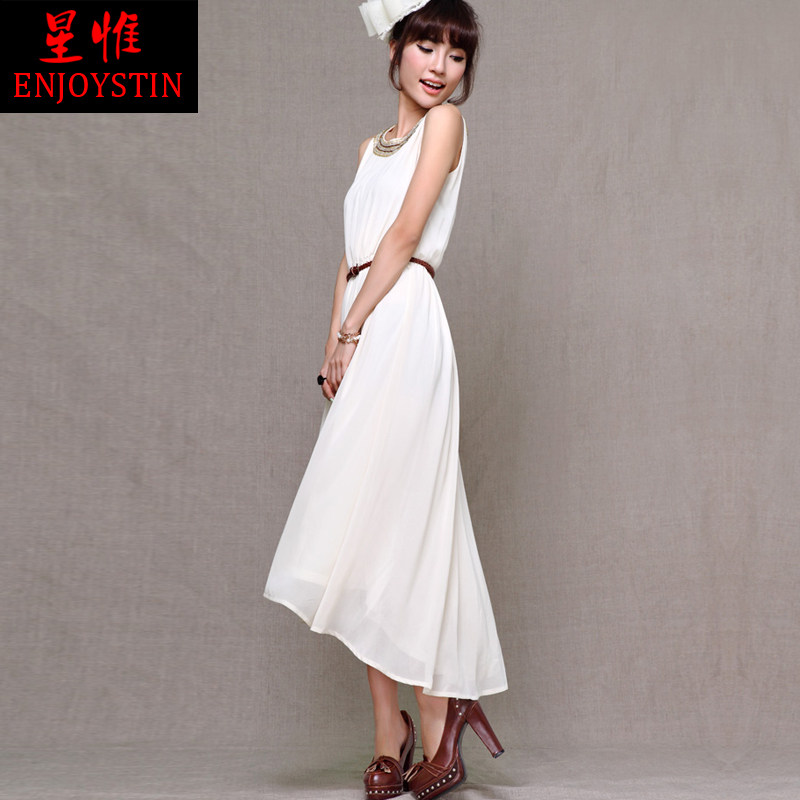 Women sleeveless chiffon long dress