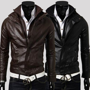  春装新款韩版男士休闲皮夹克潮流时尚修身街头机车皮衣夹克男