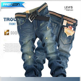  男李维斯levis 修身小脚牛仔裤 破洞 加大码LEVIS 韩版牛仔裤