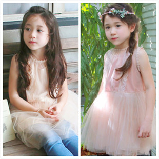  即到*02月春款莎拉韩国童装amber蕾丝菲边儿童背心裙M112302