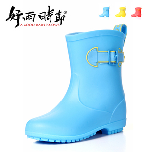  好雨时节 优质儿童雨鞋卡通雨鞋 小童中童果冻雨靴 超轻便超柔软