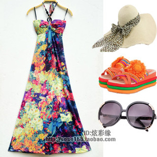 【771177_com】2013波西米亚宽吊带长裙抹