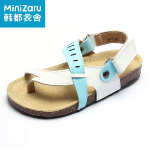  [儿童节]MiniZaru韩国夏季新款夹趾牛皮男童凉鞋SP3153藜0529