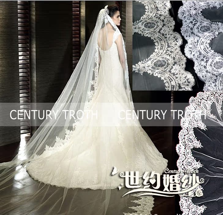 新娘头纱 婚纱头纱 高档外贸长拖婚纱头纱3米单层宽车骨花实拍 新娘头纱 婚纱头纱 高档外贸长拖婚纱头纱3米单层宽车骨花实拍