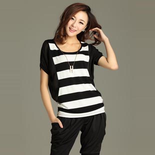 韩版宽松短袖T恤雪纺...