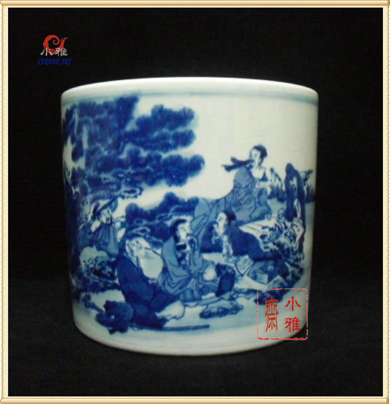 景德镇仿古陶瓷器文具文房书房用品手绘青花人物大笔筒-饮中八仙在类目 家居饰品, 花瓶/花器/仿真花/仿真饰品, 花器/花瓶, 其他花器中 - 来自Buy2taobao.com提供专业的淘宝代购服务
