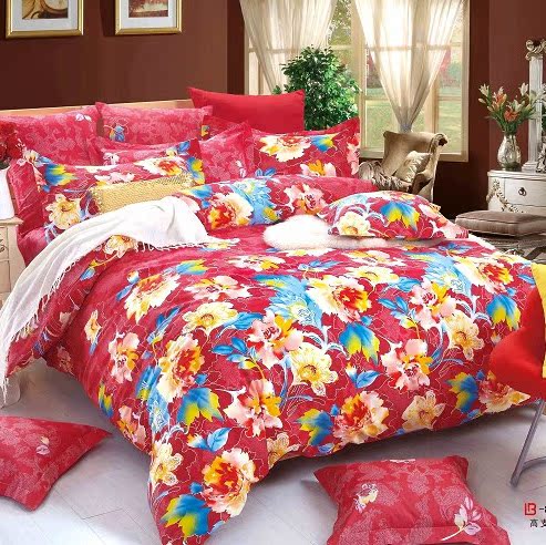 乐喔家纺2013新品精品家纺花之媚全棉斜纹印花四件套200*230 大红婚庆特惠 乐喔家纺2013新品精品家纺花之媚全棉斜纹印花四件套200*230 大红婚庆特惠
