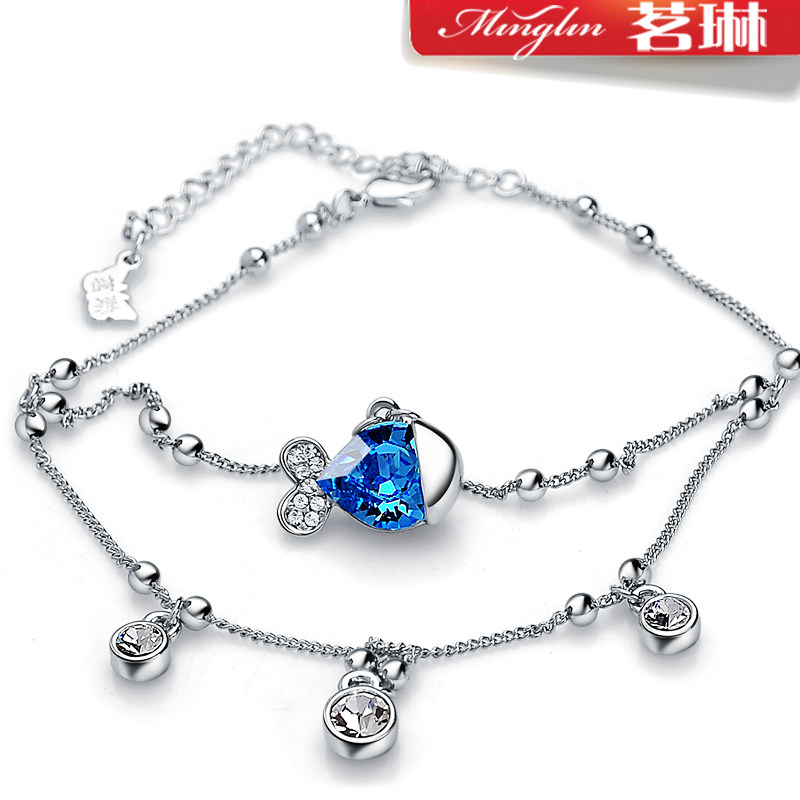 Tea jelly fish Linda Swarovski elements Crystal anklet female Korean fashion jewelry