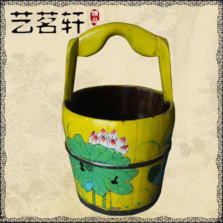 古代老物件老木桶木质水桶酒店摆件摄影道具彩绘手提蓝装饰收纳桶|ruв категории получать отделка, семьи, хранения приборов, получать баррель, грязная одежда ведро - от Buy2taobao.com для оказания профессиональной услуги покупки агента Taobao