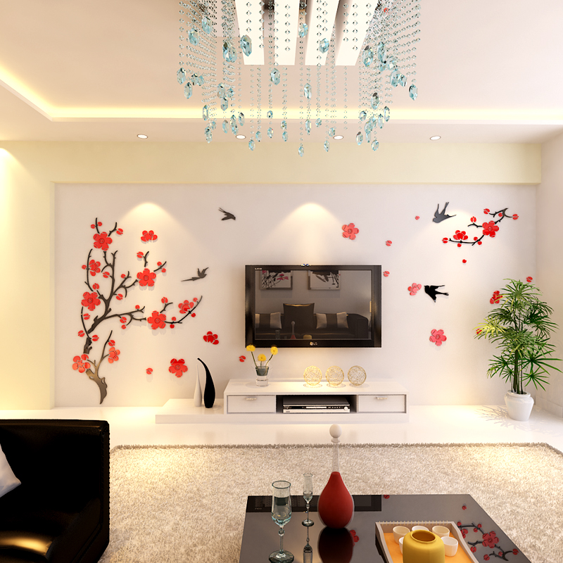 Chinese style Plum blossom Acrylic 3d three-dimensional Wall Stickers a living room Movies TV backdrop Home Decor Stickersin the Home accessories , Stickers , Wall Stickers category - from Buy2taobao.com to provide professional Taobao agent buy service