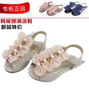  包邮夏季新款女童凉鞋儿童女童鞋韩版流苏蝴蝶结鱼嘴公主鞋
